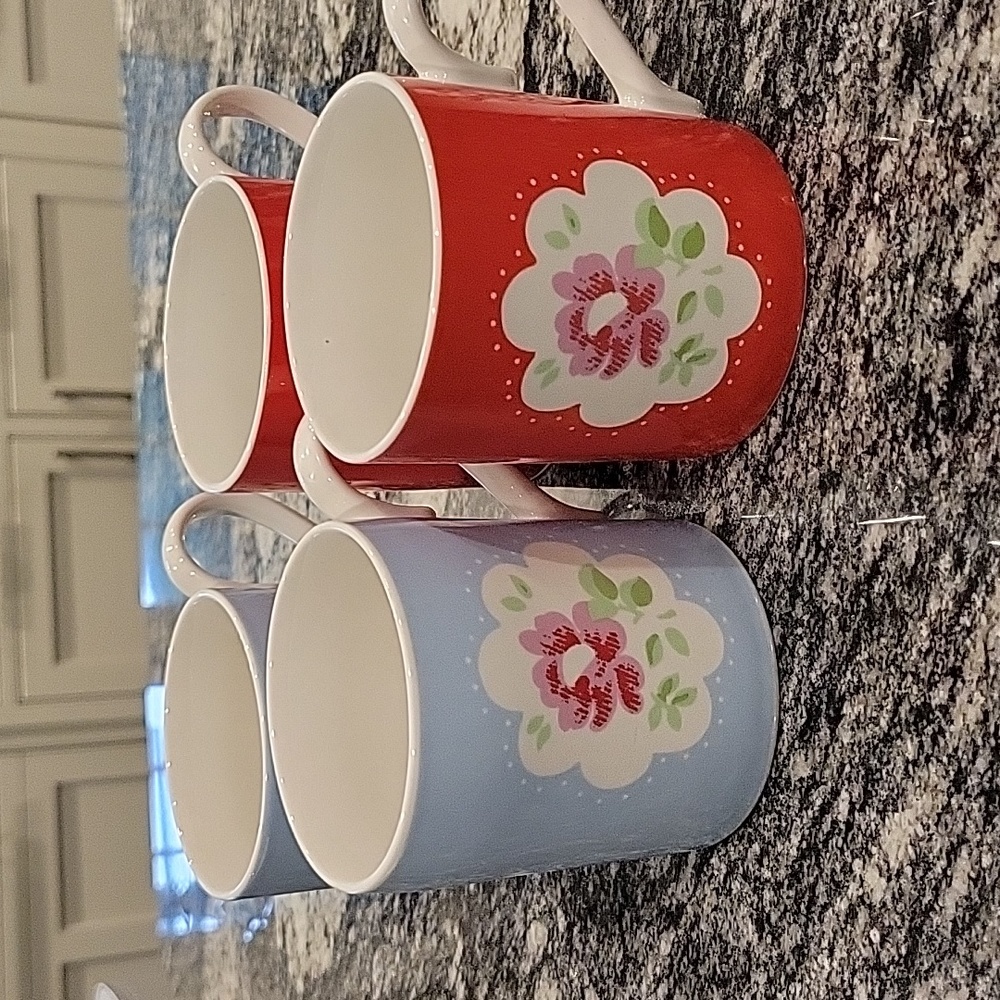 Cath Kidston Provence China Mugs Set Of 4 EUC